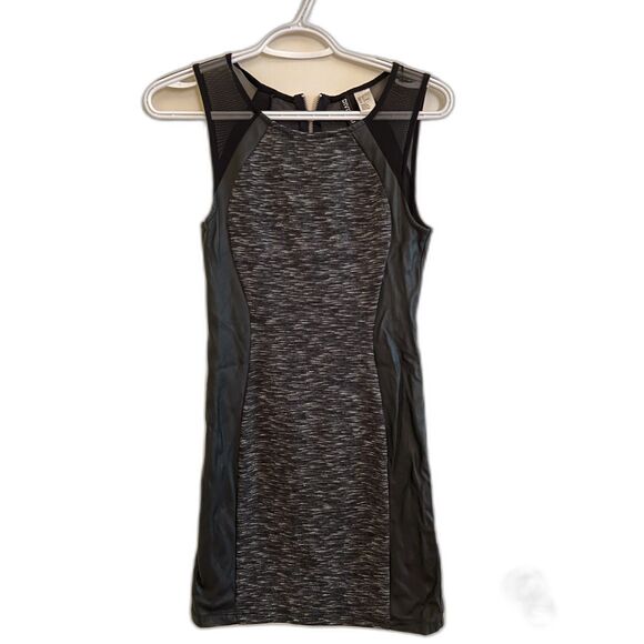 H&M Bodycon Mini Dress with Mesh and Leather Panels - Picture 1 of 3